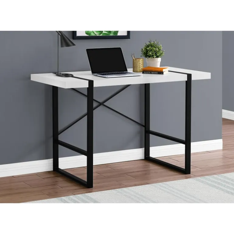 Computer desk - 48"l / white / black metal - Monarch