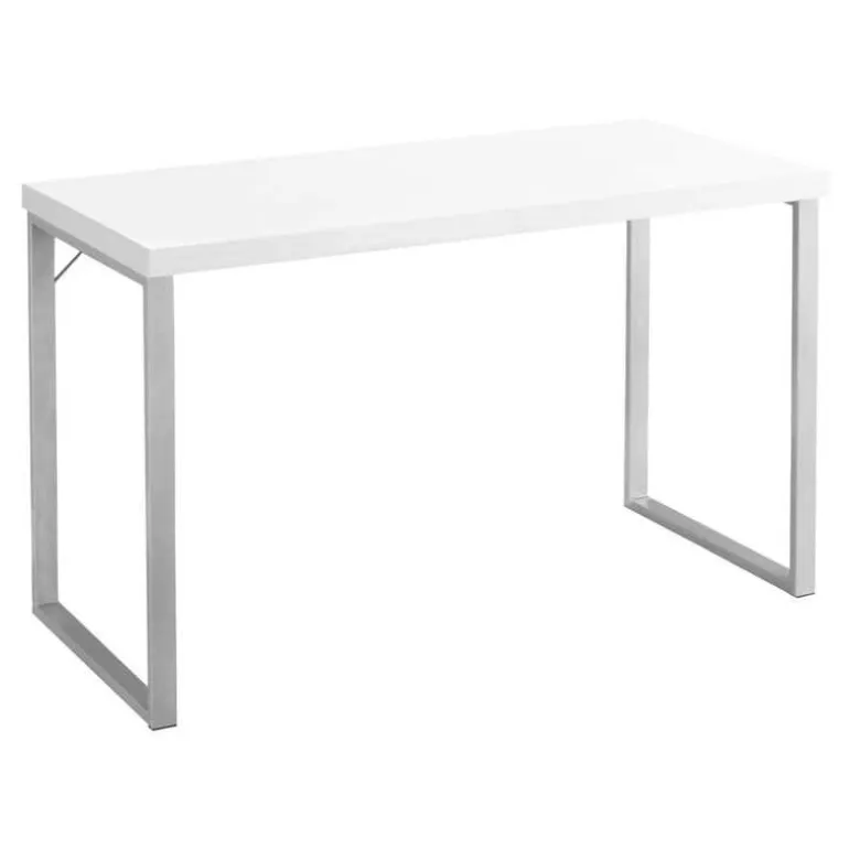 Computer desk - 48"l / white / silver metal - Monarch