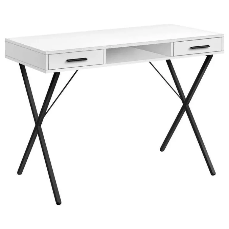Computer desk - 42"l / white / black metal - Monarch