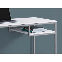 Computer desk - 48"l / white / silver metal - Monarch