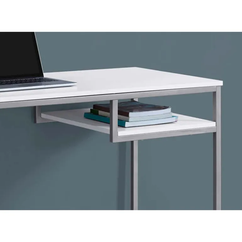Computer desk - 48"l / white / silver metal - Monarch