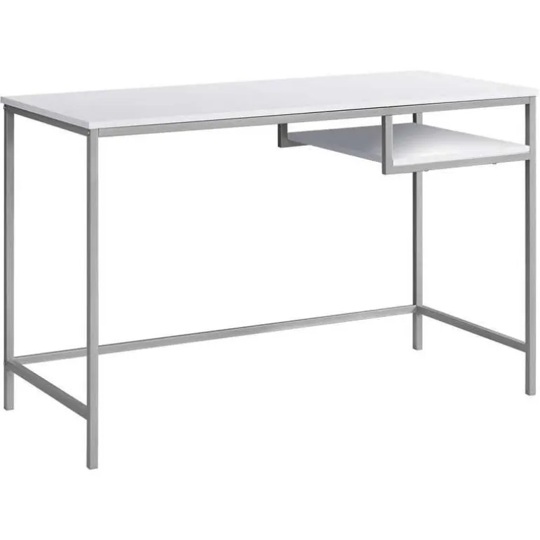 Computer desk - 48"l / white / silver metal - Monarch
