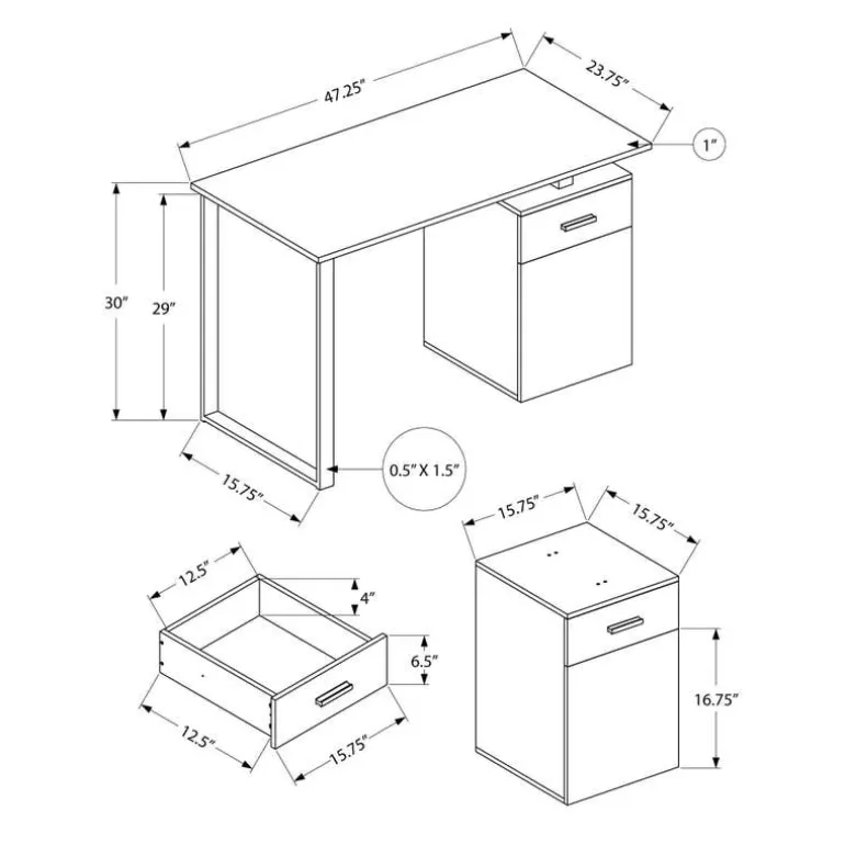 Computer desk - 48"l / white left or right facing - Monarch