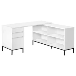 Computer desk - 60"l / white l-shaped corner - Monarch