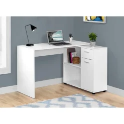 Computer desk - 46"l / white with a storage cabinet - Monarch