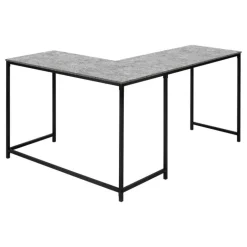Computer desk - 58"l/ grey stone-look/ black metal corner - Monarch
