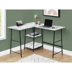 Computer desk - l-shaped / corner / 2 open shelves / sawhorse style - 47l x 4 - Monarch