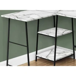 Computer desk - l-shaped / corner / 2 open shelves / sawhorse style - 47l x 4 - Monarch
