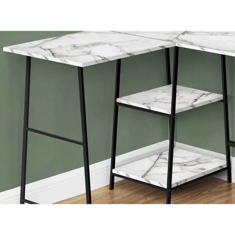 Computer desk - l-shaped / corner / 2 open shelves / sawhorse style - 47l x 4 - Monarch
