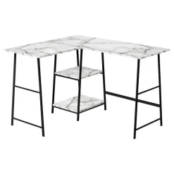 Computer desk - l-shaped / corner / 2 open shelves / sawhorse style - 47l x 4 - Monarch