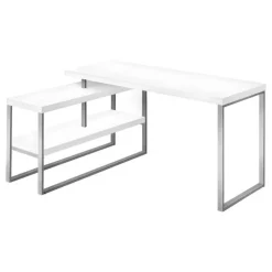 Computer desk - l-shaped / corner / 2 open shelves / 60"l x 47"w - white / si - Monarch