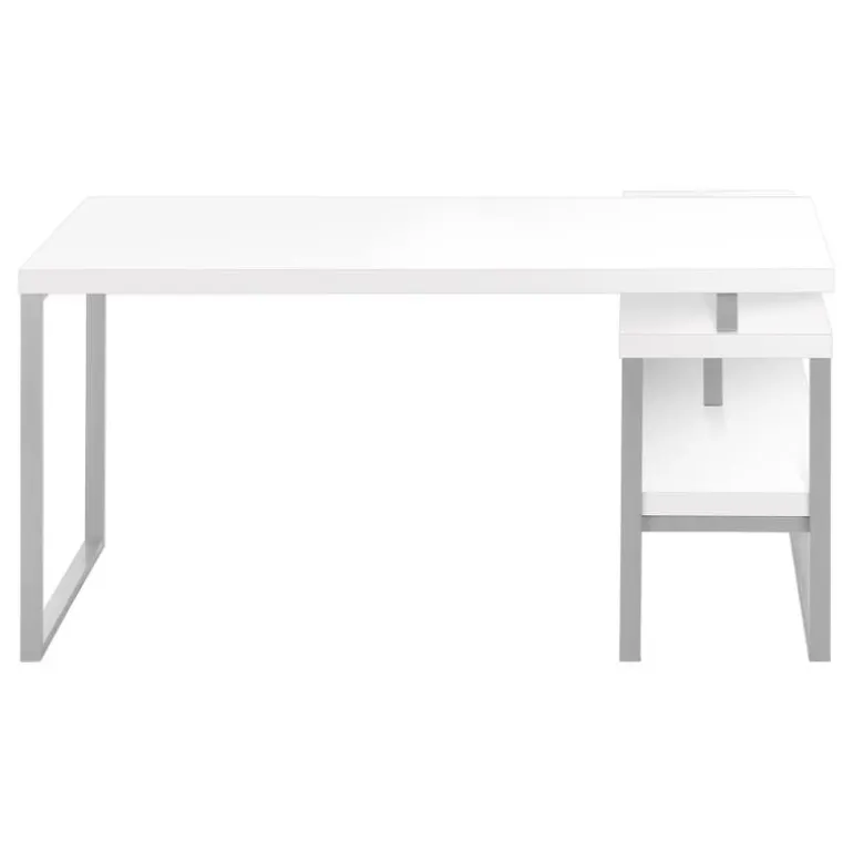 Computer desk - l-shaped / corner / 2 open shelves / 60"l x 47"w - white / si - Monarch