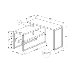 Computer desk - l-shaped / corner / 2 open shelves / 60