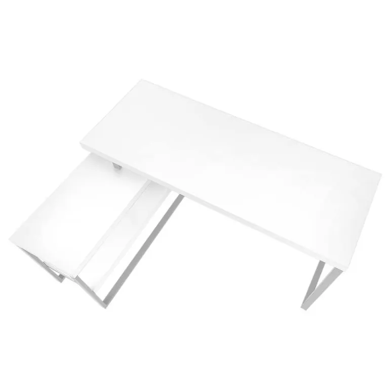 Computer desk - l-shaped / corner / 2 open shelves / 60"l x 47"w - white / si - Monarch