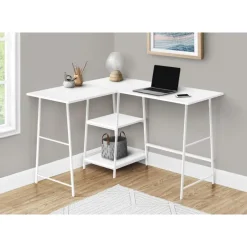 Computer desk - l-shaped / corner / 2 open shelves / sawhorse style - 47l x 4 - Monarch