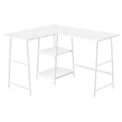 Computer desk - l-shaped / corner / 2 open shelves / sawhorse style - 47l x 4 - Monarch