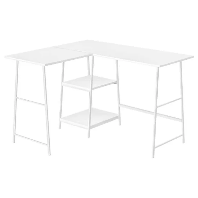 Computer desk - l-shaped / corner / 2 open shelves / sawhorse style - 47l x 4 - Monarch