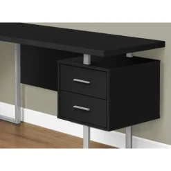 Computer desk - l-shaped / corner / 3 drawers / metal legs / reversible - 71" - Monarch
