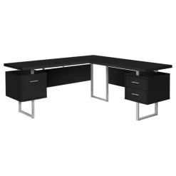 Computer desk - l-shaped / corner / 3 drawers / metal legs / reversible - 71