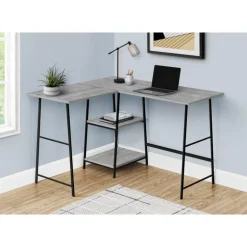 Computer desk - l-shaped / corner / 2 open shelves / sawhorse style - 47l x 4 - Monarch