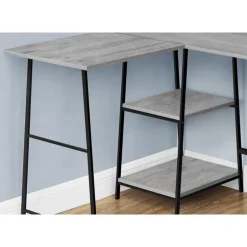 Computer desk - l-shaped / corner / 2 open shelves / sawhorse style - 47l x 4 - Monarch