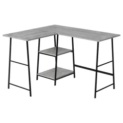 Computer desk - l-shaped / corner / 2 open shelves / sawhorse style - 47l x 4 - Monarch