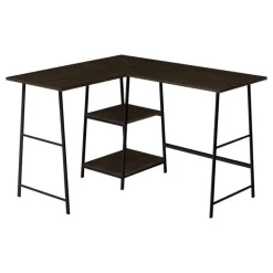 Computer desk - l-shaped / corner / 2 open shelves / sawhorse style - 47l x 4 - Monarch