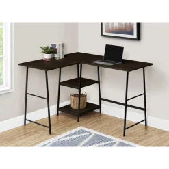 Computer desk - l-shaped / corner / 2 open shelves / sawhorse style - 47l x 4 - Monarch
