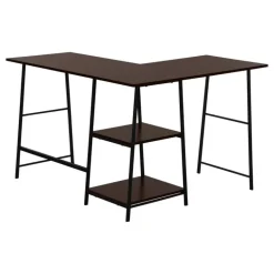 Computer desk - l-shaped / corner / 2 open shelves / sawhorse style - 47l x 4 - Monarch