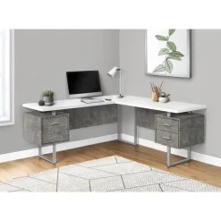 Computer desk - l-shaped / corner / 3 drawers / metal legs / reversible - 71