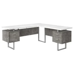 Computer desk - l-shaped / corner / 3 drawers / metal legs / reversible - 71