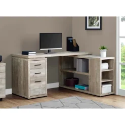 Computer desk - l-shaped / corner / 3 drawers / 2 open shelves / 3 cubbies - - Monarch