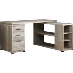 Computer desk - l-shaped / corner / 3 drawers / 2 open shelves / 3 cubbies - - Monarch