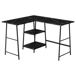 Computer desk - l-shaped / corner / 2 open shelves / sawhorse style - 47l x 4 - Monarch