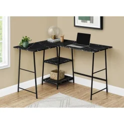 Computer desk - l-shaped / corner / 2 open shelves / sawhorse style - 47l x 4 - Monarch