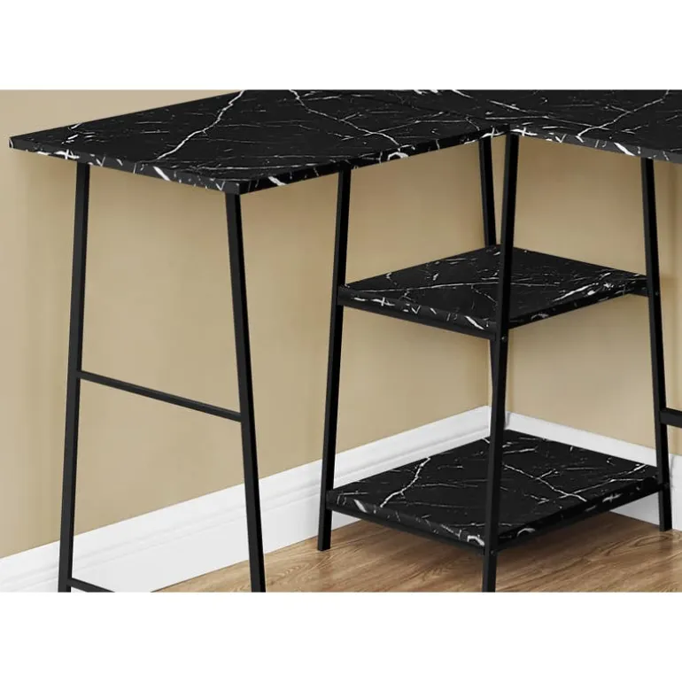 Computer desk - l-shaped / corner / 2 open shelves / sawhorse style - 47l x 4 - Monarch