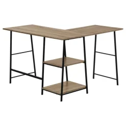 Computer desk - l-shaped / corner / 2 open shelves / sawhorse style - 47l x 4 - Monarch