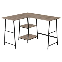 Computer desk - l-shaped / corner / 2 open shelves / sawhorse style - 47l x 4 - Monarch
