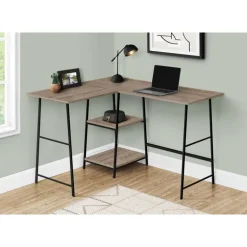 Computer desk - l-shaped / corner / 2 open shelves / sawhorse style - 47l x 4 - Monarch