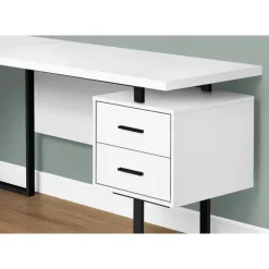 Computer desk - l-shaped / corner / 3 drawers / metal legs / reversible - 71" - Monarch