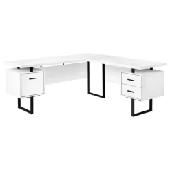 Computer desk - l-shaped / corner / 3 drawers / metal legs / reversible - 71