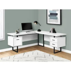 Computer desk - l-shaped / corner / 3 drawers / metal legs / reversible - 71