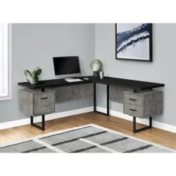 Computer desk - l-shaped / corner / 3 drawers / metal legs / reversible - 71" - Monarch