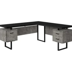 Computer desk - l-shaped / corner / 3 drawers / metal legs / reversible - 71