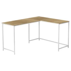 Computer desk - l-shaped / corner / metal base - 58"l x 44"w - natural wood-l - Monarch