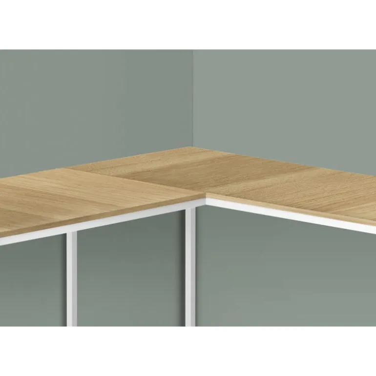 Computer desk - l-shaped / corner / metal base - 58"l x 44"w - natural wood-l - Monarch