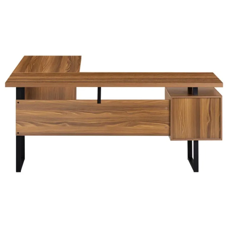 Computer desk - l-shaped / corner / 3 drawers / metal legs / reversible - 71" - Monarch