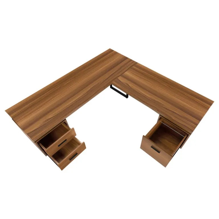 Computer desk - l-shaped / corner / 3 drawers / metal legs / reversible - 71" - Monarch