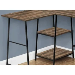 Computer desk - l-shaped / corner / 2 open shelves / sawhorse style - 47l x 4 - Monarch