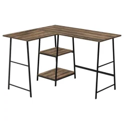 Computer desk - l-shaped / corner / 2 open shelves / sawhorse style - 47l x 4 - Monarch